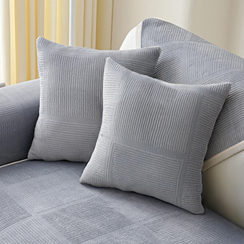 Copertura per divano quadrato in peluche a righe classiche