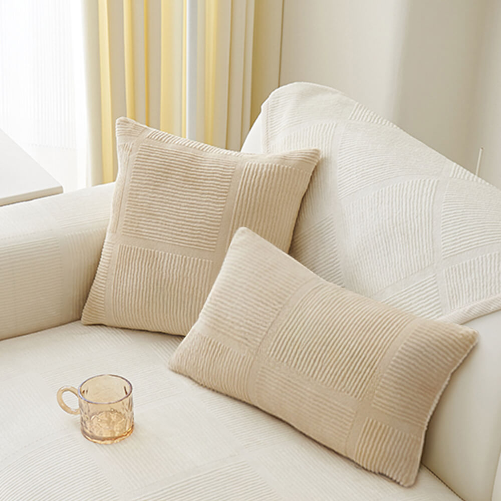 Copertura per divano quadrato in peluche a righe classiche