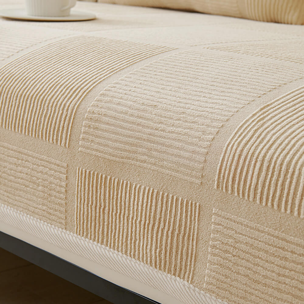 Copertura per divano quadrato in peluche a righe classiche