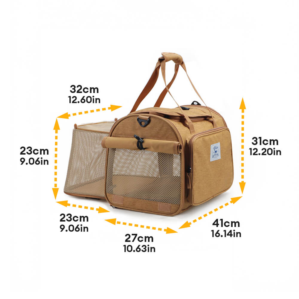 Borsa da viaggio per gatti con spalla singola espandibile e ampio spazio