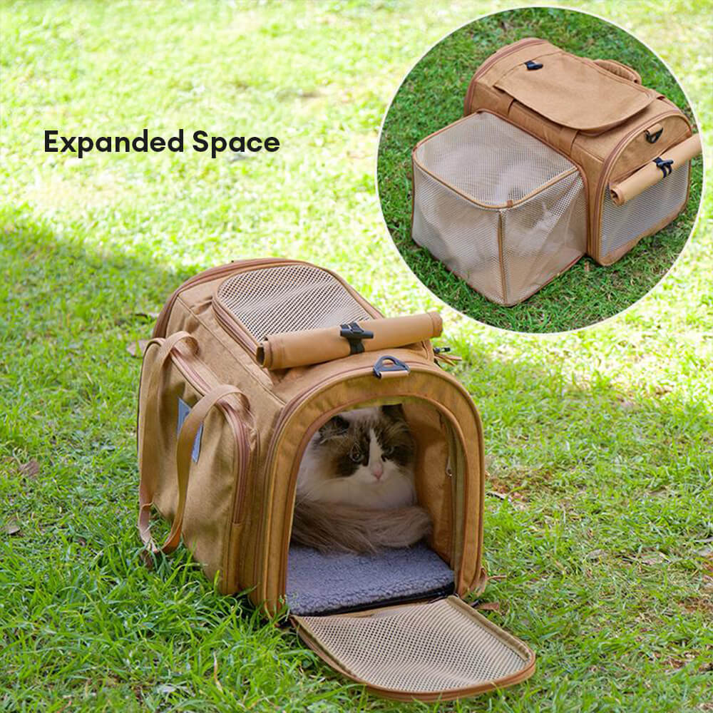 Borsa da viaggio per gatti con spalla singola espandibile e ampio spazio