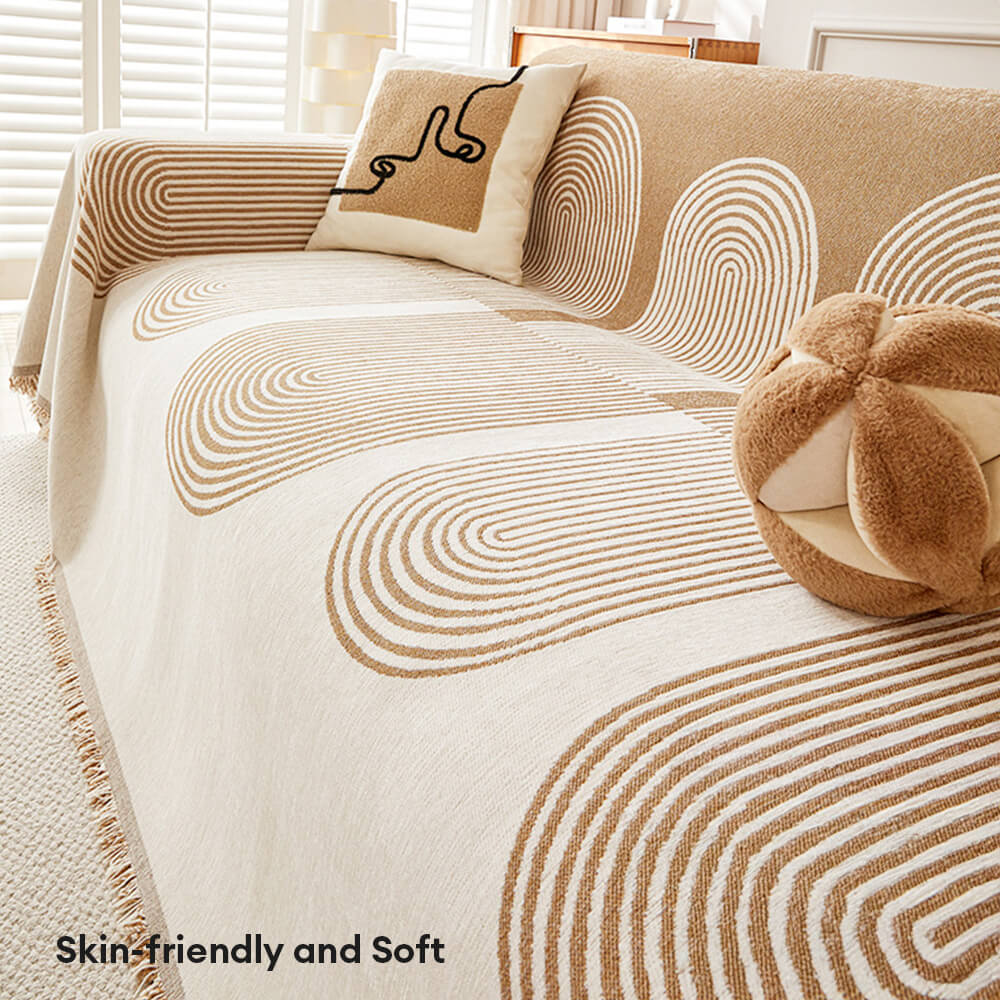 Copertura per divano in chenille reversibile con motivo geometrico