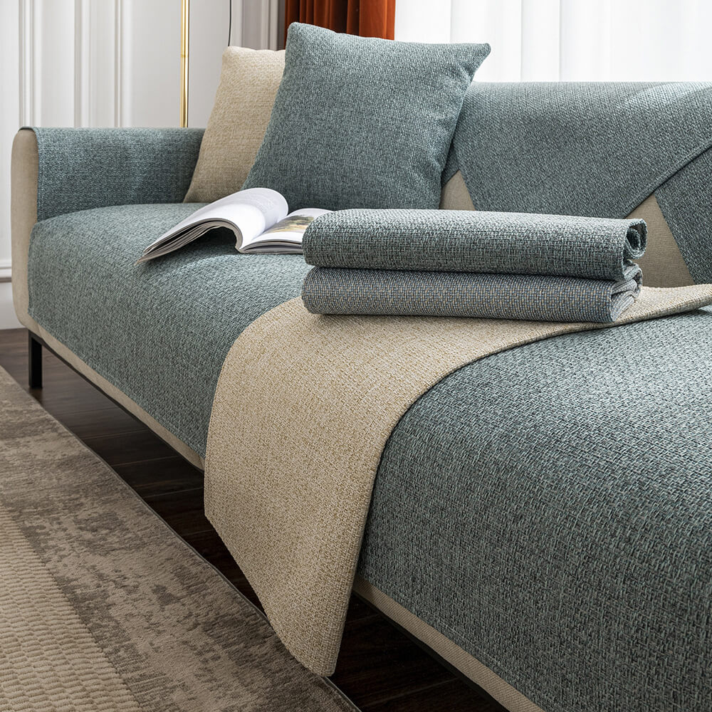 NEWISHER Tovaglia Ovale In Finto Lino Beige - Con Bordo Emistitch - 152 X 213 Cm