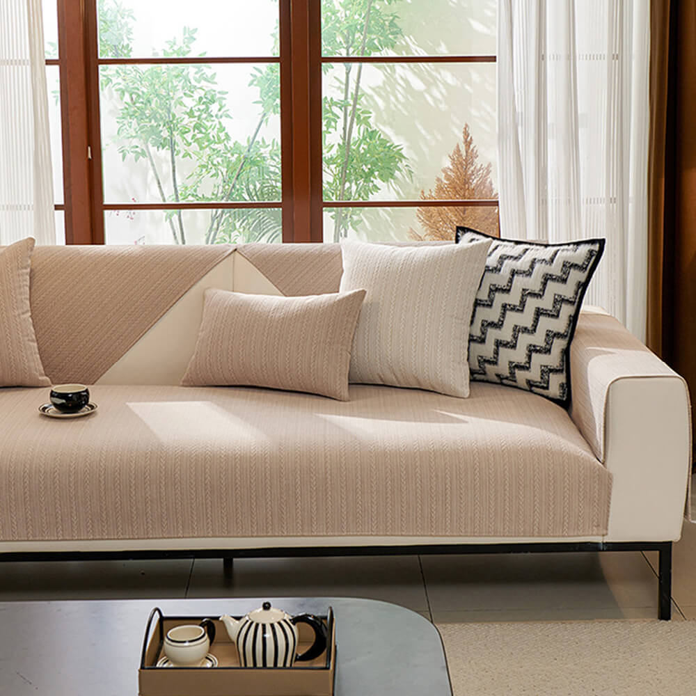 Copertura per divano in chenille a strisce di grano impermeabile minimalista