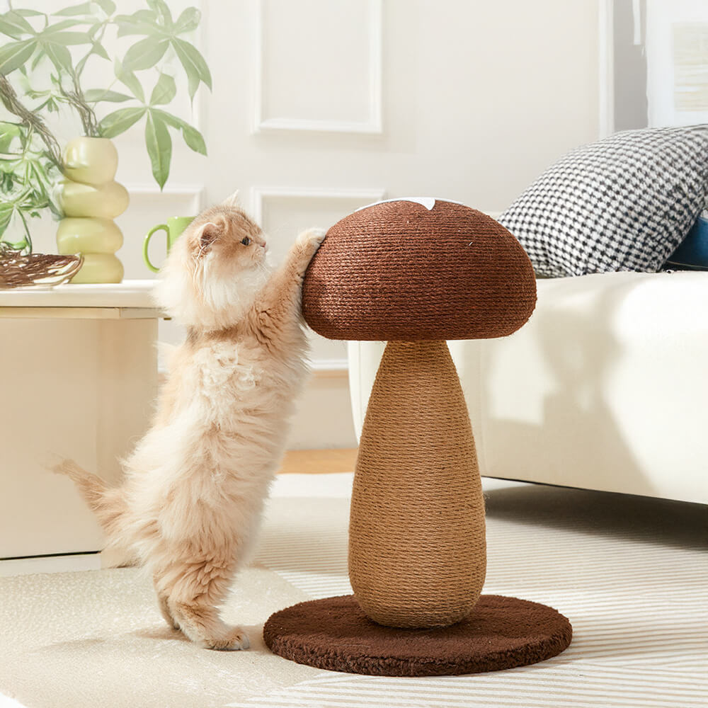 Palo graffiatoio in sisal naturale a forma di fungo per gatti grandi