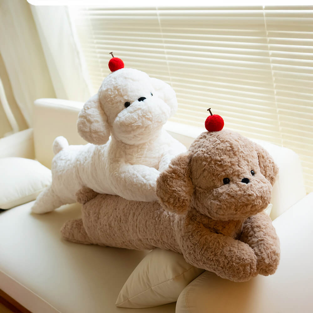 Cuscino lungo per divano accogliente in peluche a forma di ciliegia per cani.