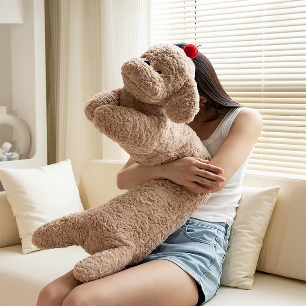 Cuscino lungo per divano accogliente in peluche a forma di ciliegia per cani.