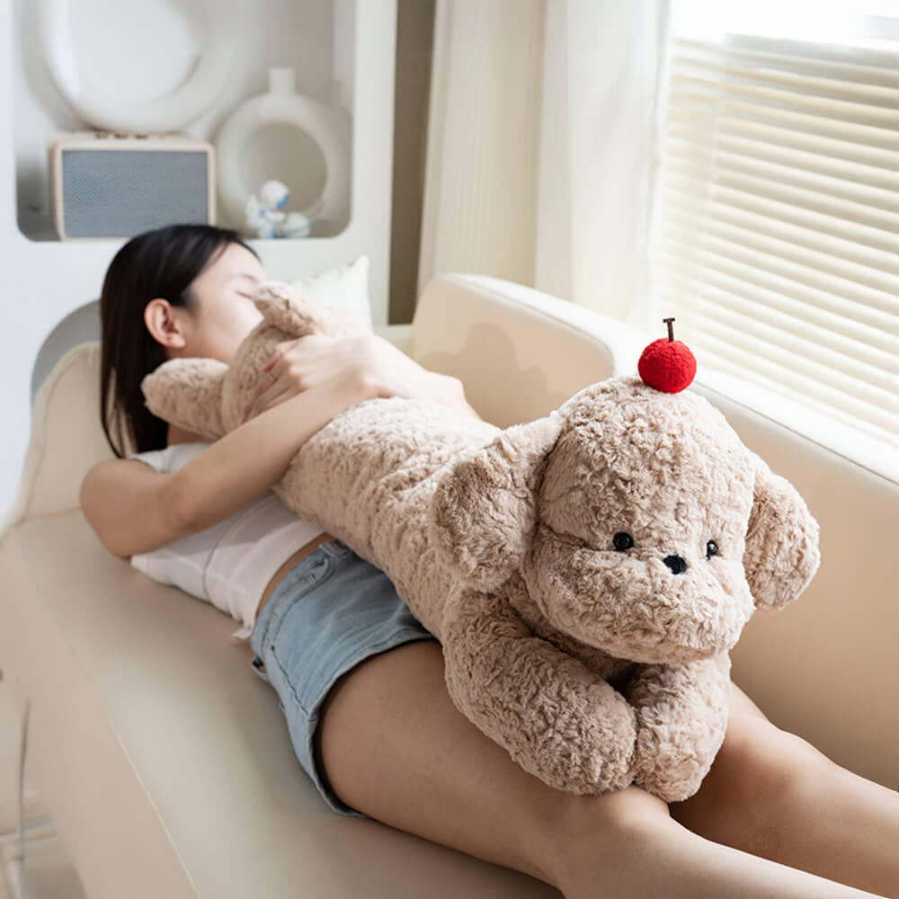 Cuscino lungo per divano accogliente in peluche a forma di ciliegia per cani.