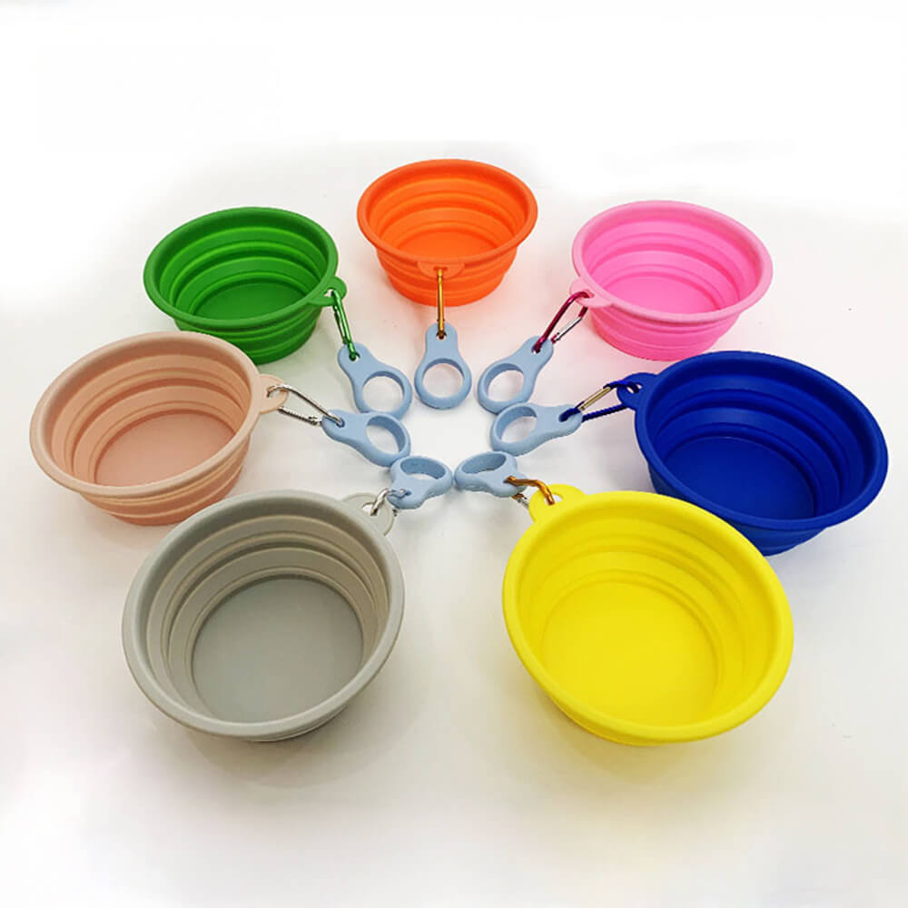 Ciotola per cibo e acqua per cani in silicone portatile, pieghevole ed espandibile
