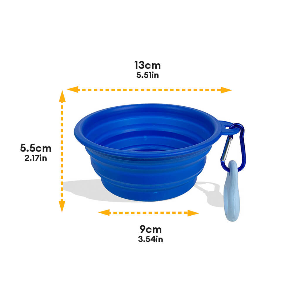 Ciotola per cibo e acqua per cani in silicone portatile, pieghevole ed espandibile