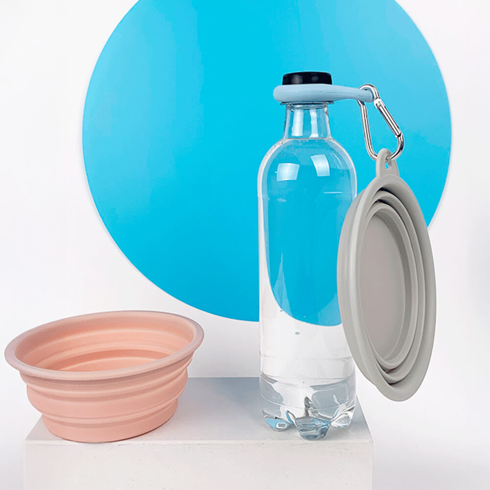 Ciotola per cibo e acqua per cani in silicone portatile, pieghevole ed espandibile