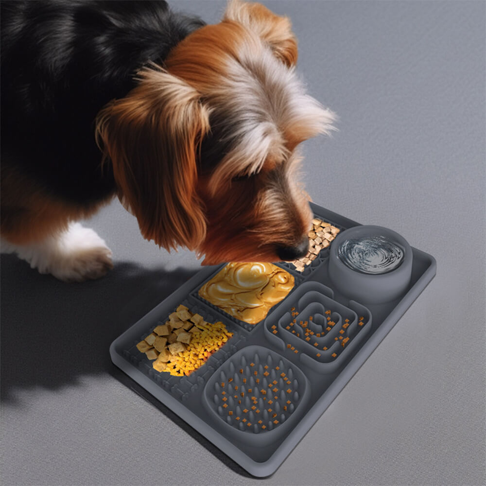 Tappetino in silicone rettangolare grande con ventosa per alimentazione lenta per cani