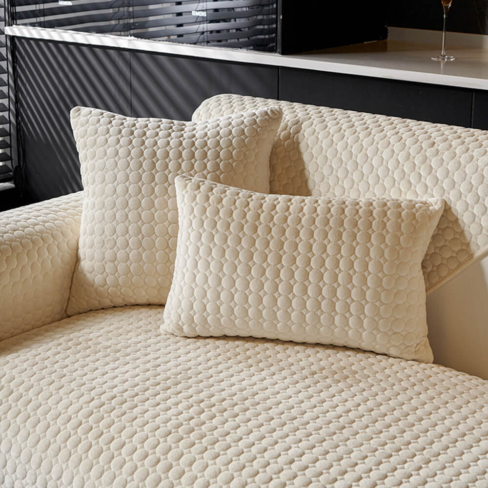 Copertura per divano rotonda in suede trapuntato, assorbente di umidità, traspirante e antiscivolo.