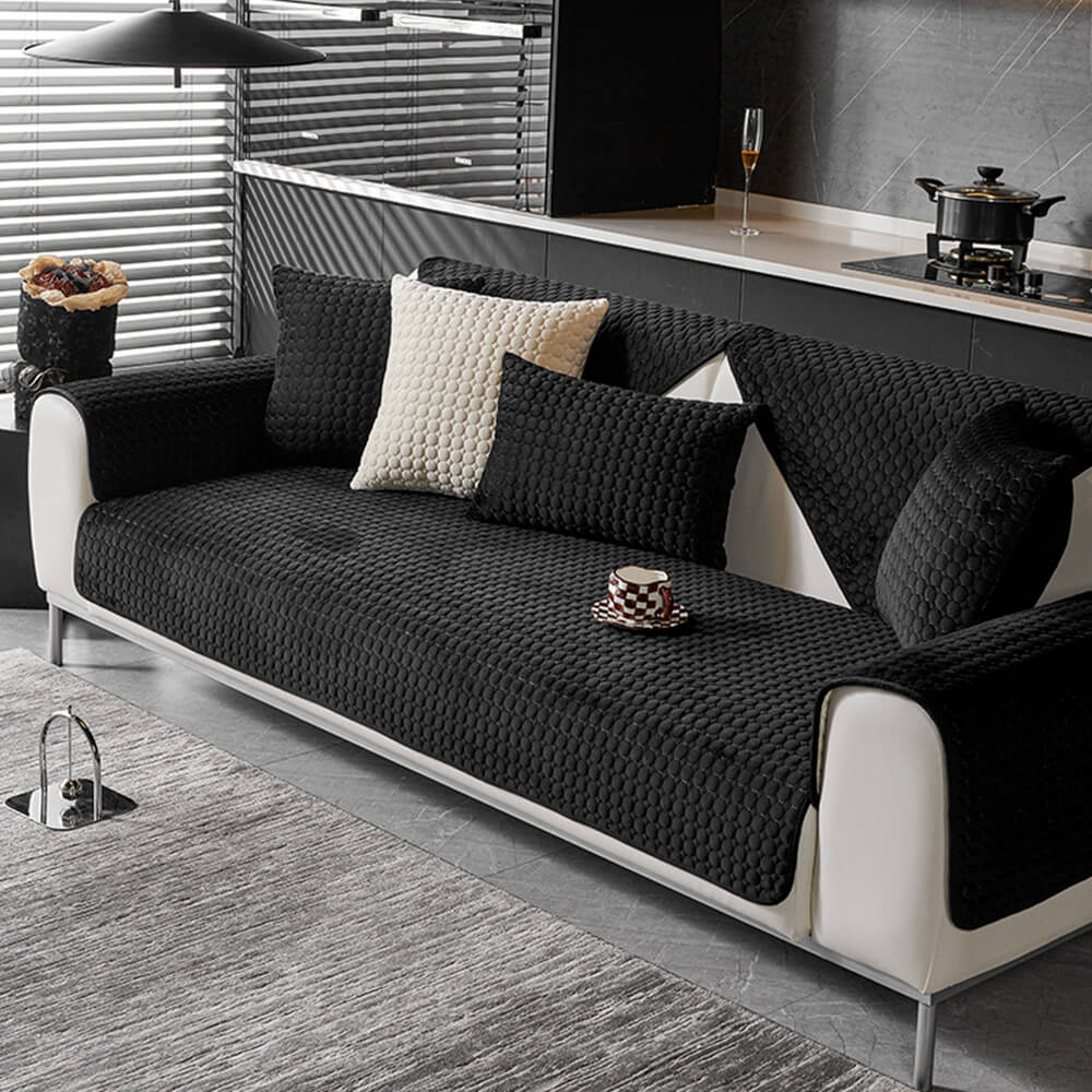 Copertura per divano rotonda in suede trapuntato, assorbente di umidità, traspirante e antiscivolo.