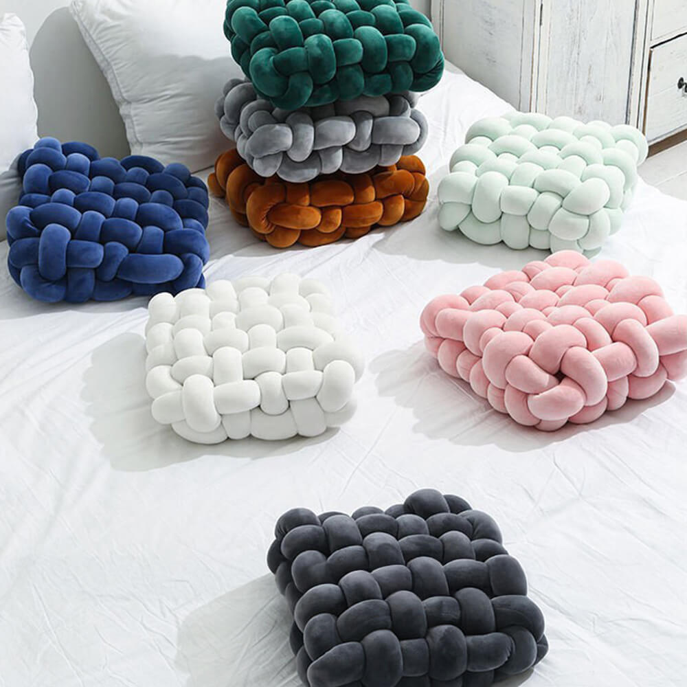 Cuscino decorativo quadrato in tessuto intrecciato morbido