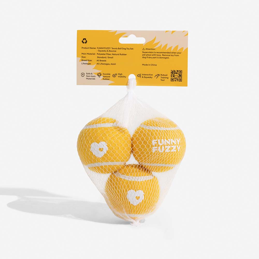 Giocattolo per cani a forma di pallina da tennis - Squeaky e rimbalza