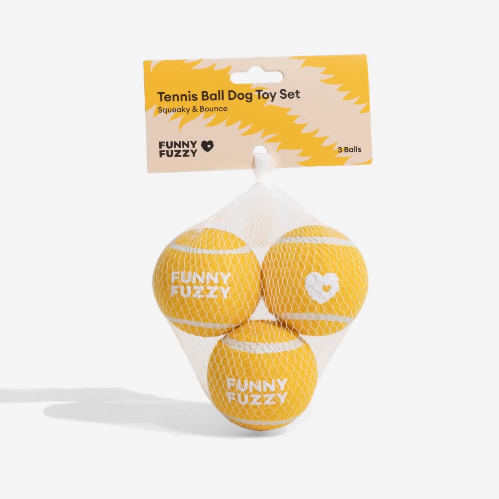 Giocattolo per cani a forma di pallina da tennis - Squeaky e rimbalza
