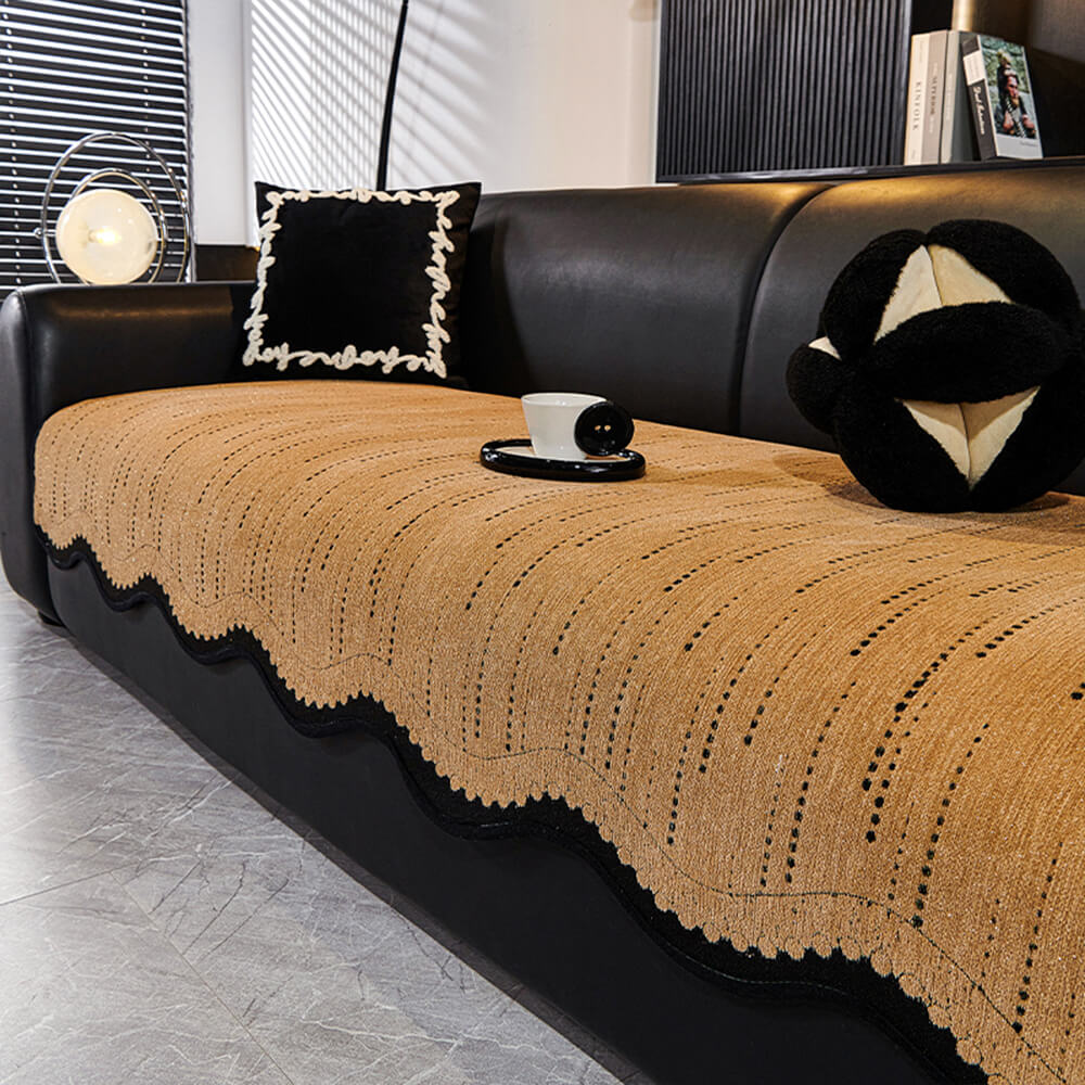 Copertura per divano elegante a forma ondulata in chenille anti-graffio alla moda