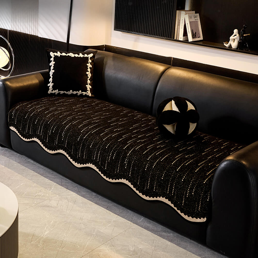 Copertura per divano elegante a forma ondulata in chenille anti-graffio alla moda