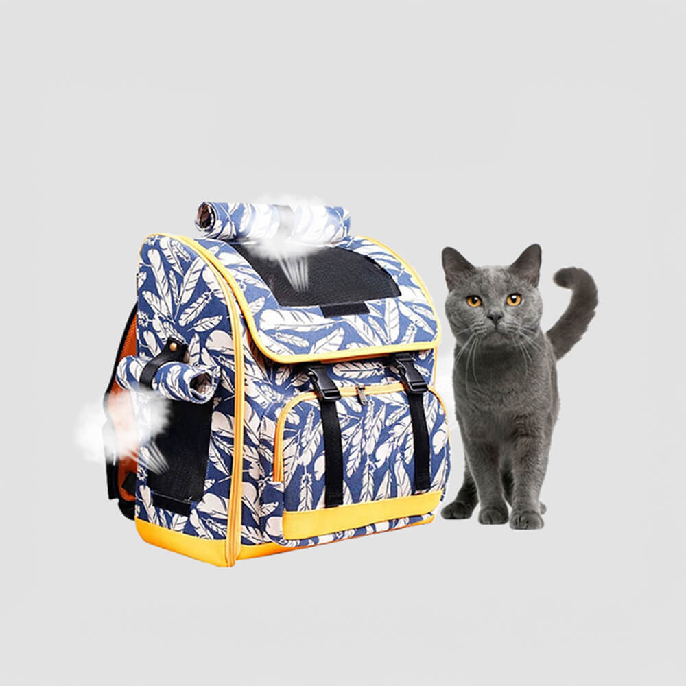 Zaino per gatti da viaggio portatile e comodo con stampa hawaiana alla moda