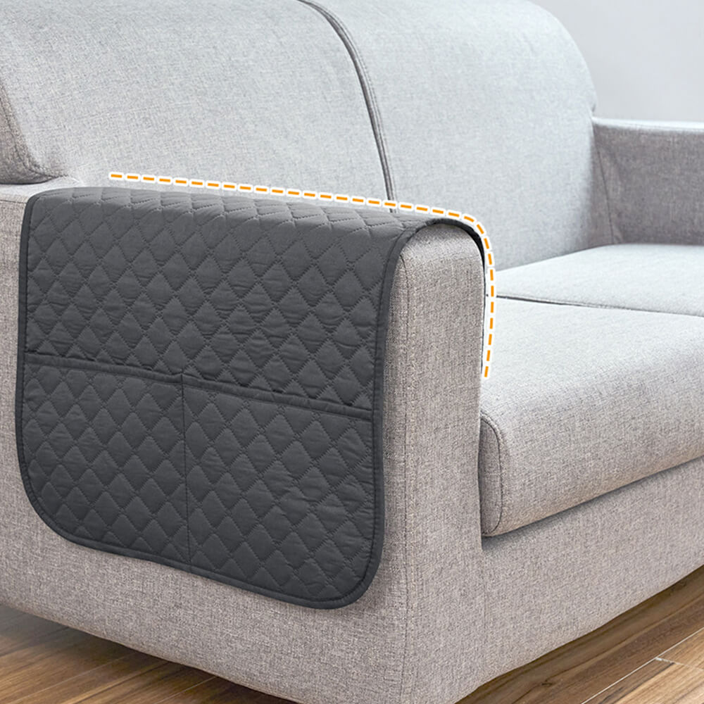 Copertura impermeabile trapuntata per braccioli di divano con tasche