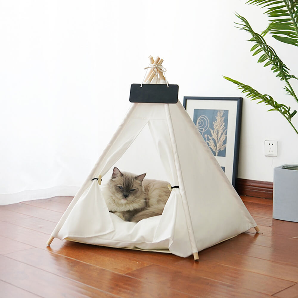 Tenda per animali domestici a forma di teepee leggera, traspirante e removibile a cinque punte.