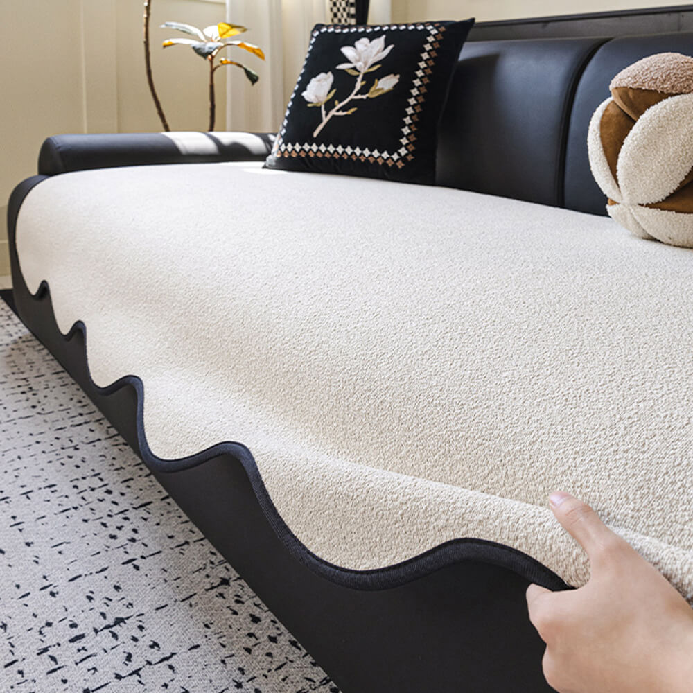 Copridivano lineare in tessuto Teddy Fleece idrorepellente con retro antiscivolo