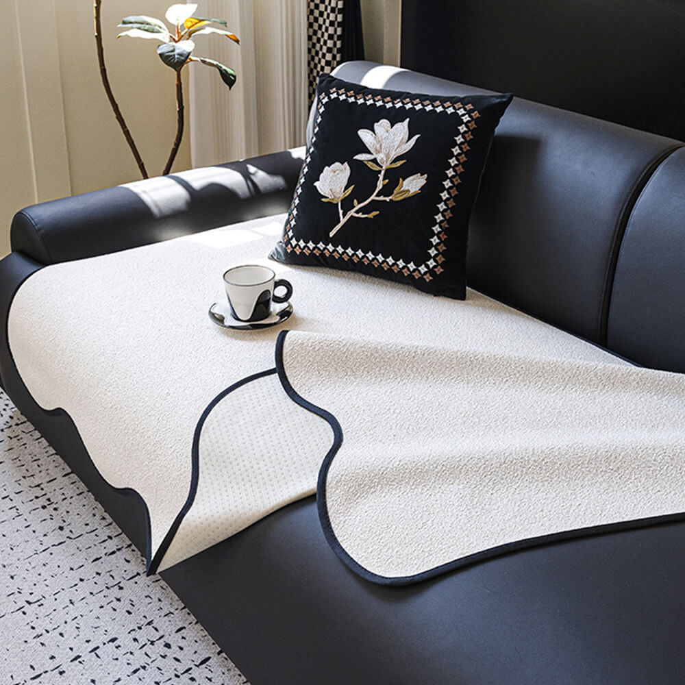 Copridivano lineare in tessuto Teddy Fleece idrorepellente con retro antiscivolo