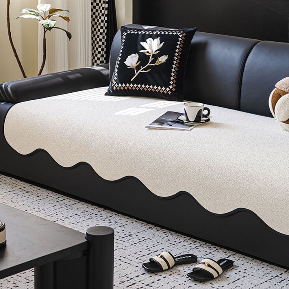 Copridivano lineare in tessuto Teddy Fleece idrorepellente con retro antiscivolo