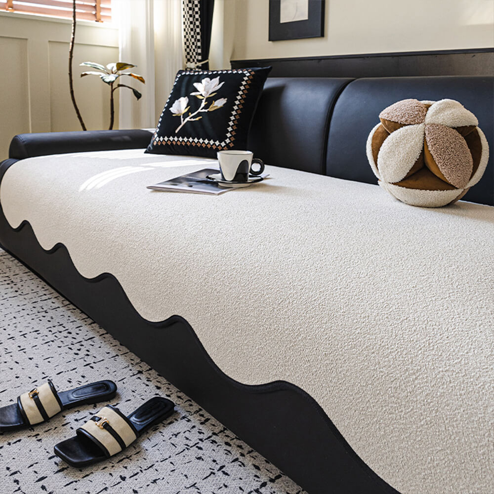 Copridivano lineare in tessuto Teddy Fleece idrorepellente con retro antiscivolo