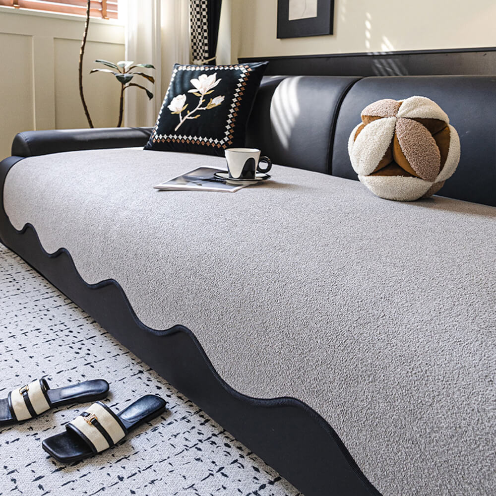 Copridivano lineare in tessuto Teddy Fleece idrorepellente con retro antiscivolo