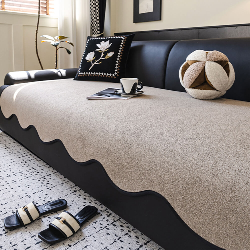 Copridivano lineare in tessuto Teddy Fleece idrorepellente con retro antiscivolo