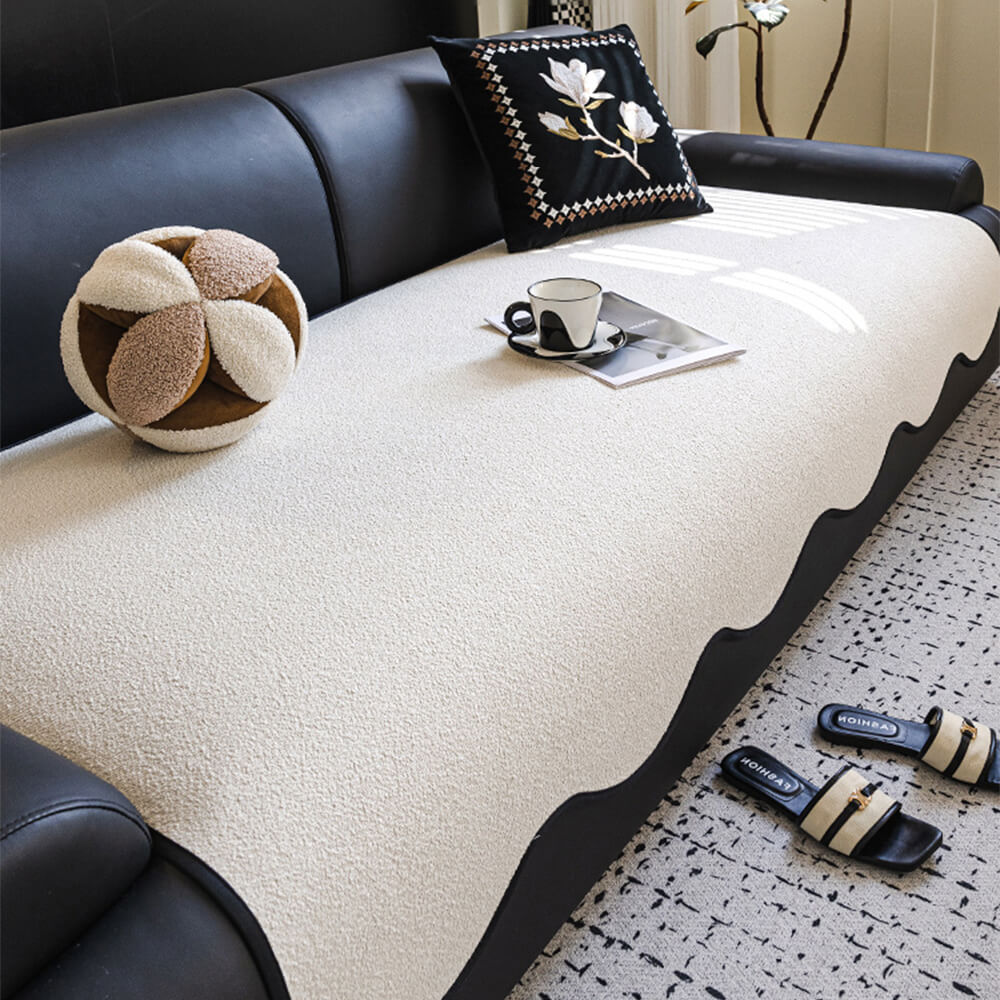 Copridivano lineare in tessuto Teddy Fleece idrorepellente con retro antiscivolo