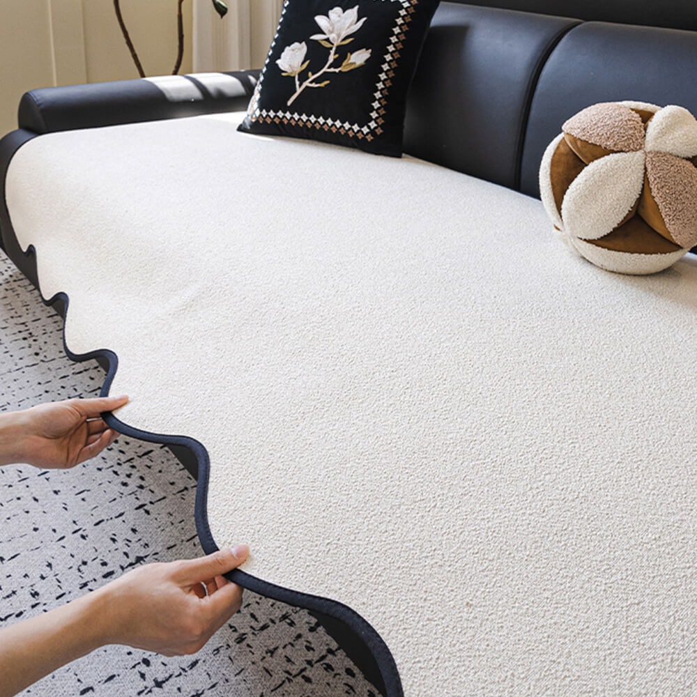 Copridivano lineare in tessuto Teddy Fleece idrorepellente con retro antiscivolo