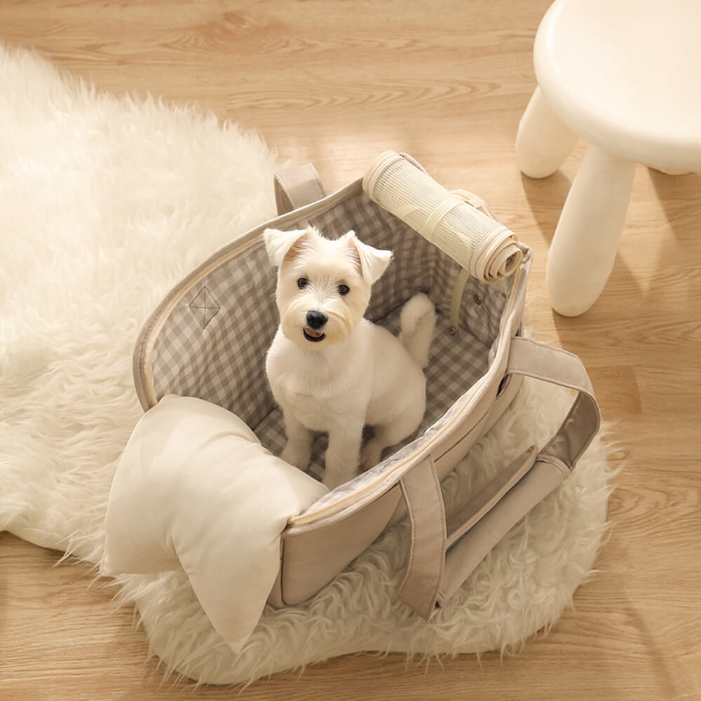 Borsa da viaggio elegante a quadri per cani e gatti