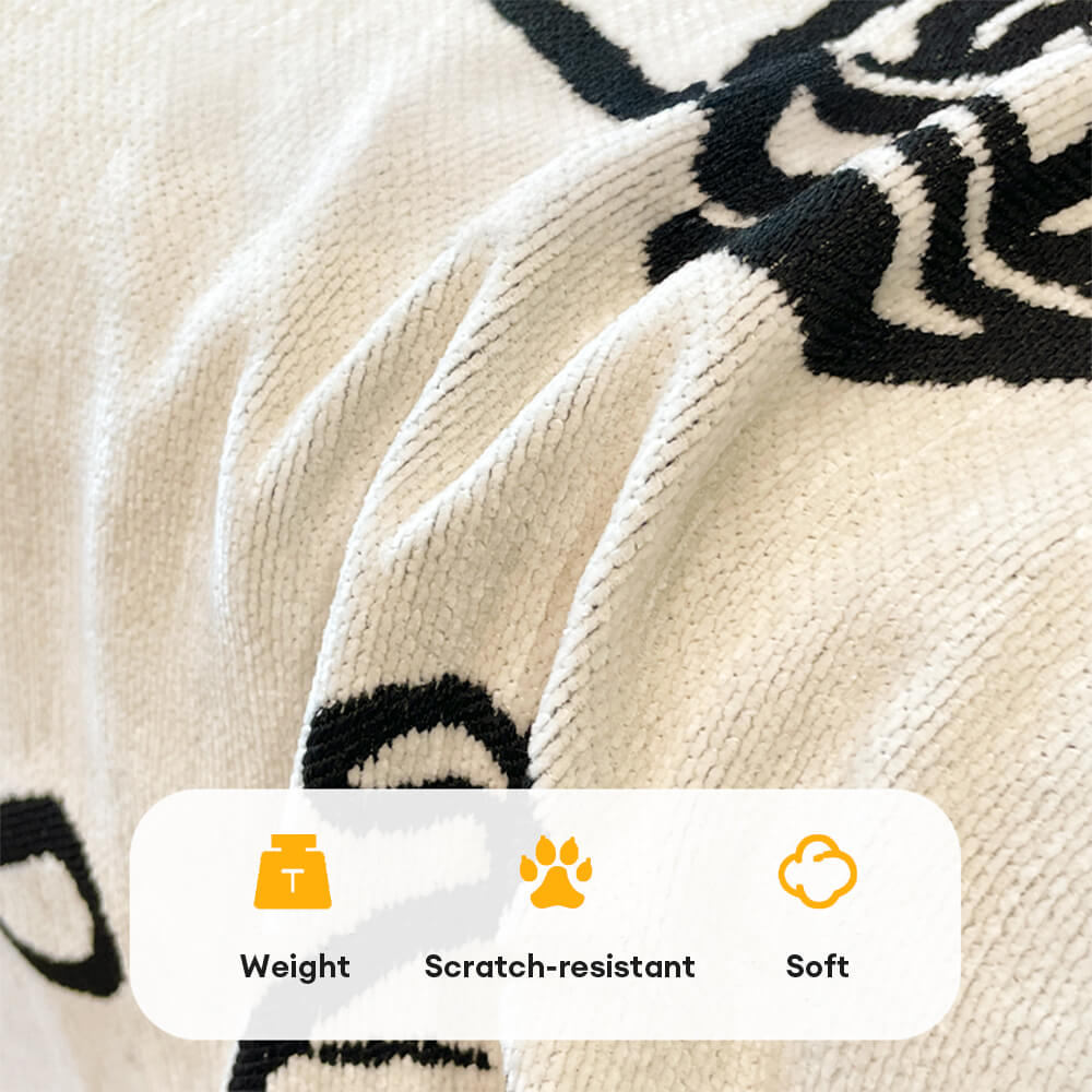 Copertura per divano in chenille reversibile con motivo di gatti disegnati a mano carini.