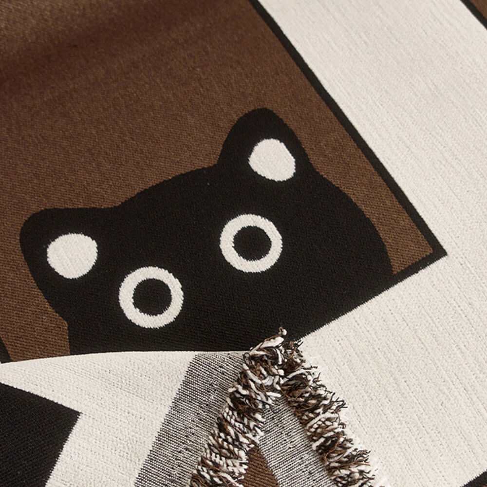 Copertura per divano in chenille reversibile con motivo di gatti disegnati a mano carini.
