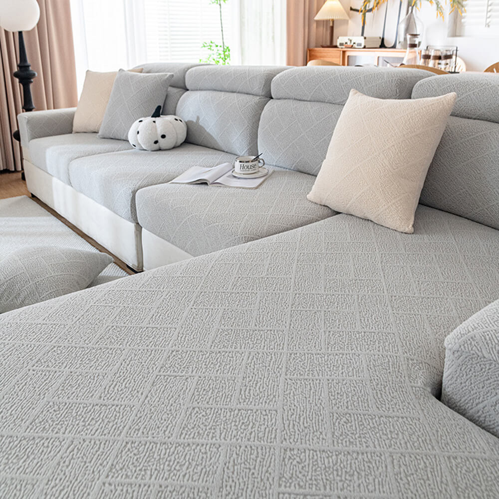 Copertura per divano antiscivolo in chenille con motivo di spighe di g Copertura per divano antiscivolo in chenille con motivo di spighe di g