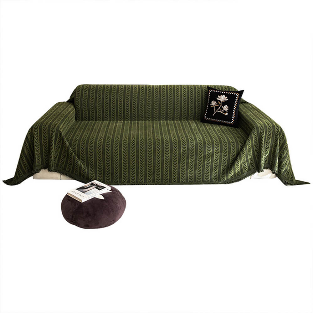 Copertura per divano in chenille con frange Jacquard