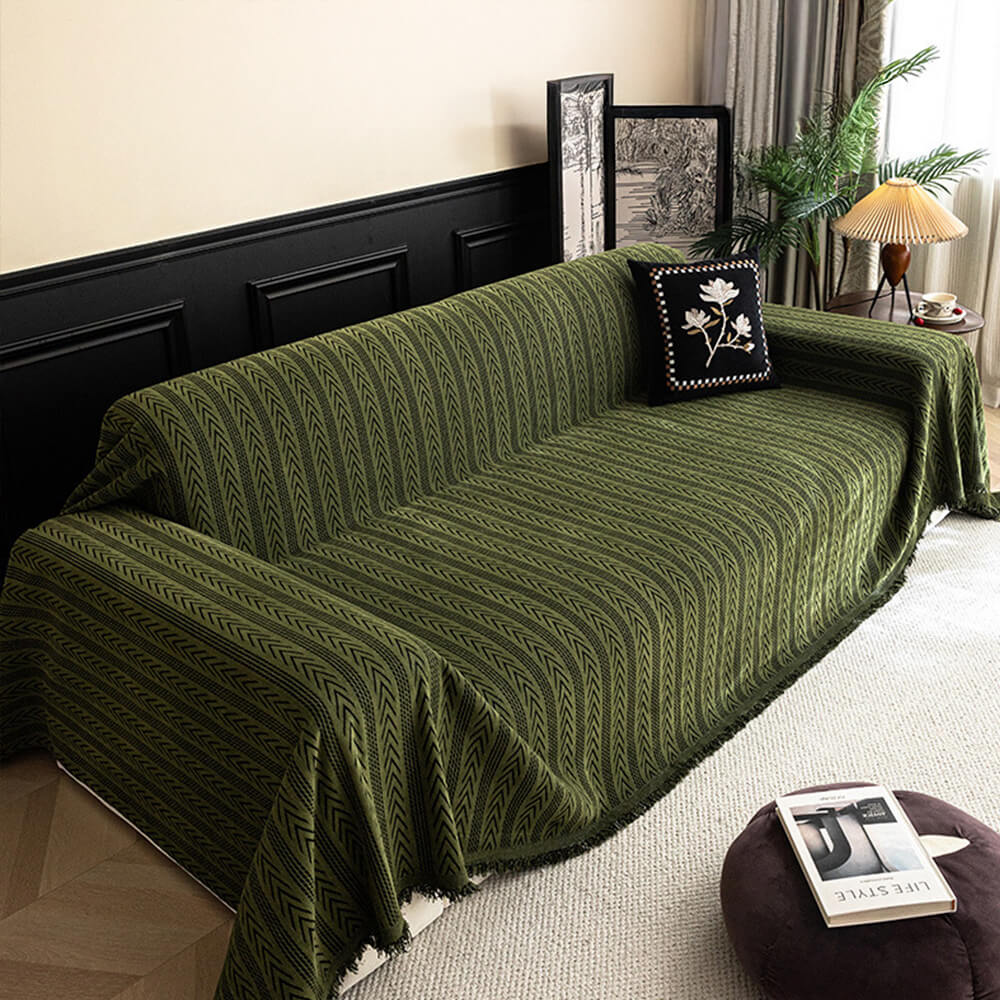 Copertura per divano in chenille con frange Jacquard