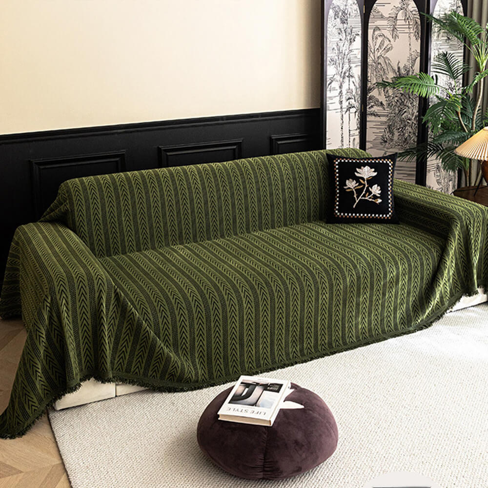 Copertura per divano in chenille con frange Jacquard