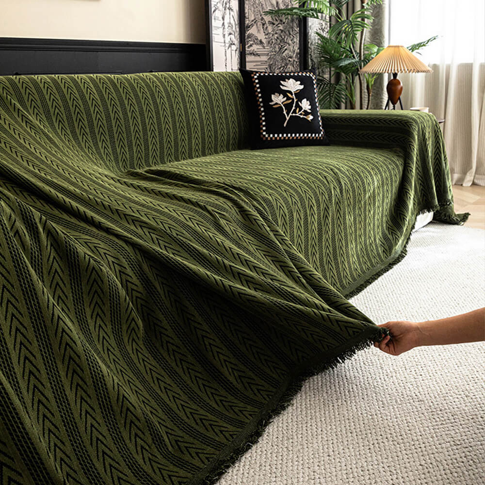 Copertura per divano in chenille con frange Jacquard
