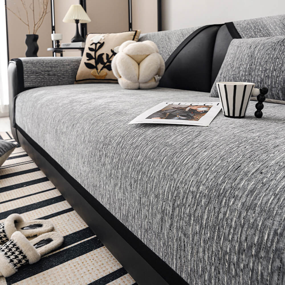 Copridivano in chenille a righe moderne francesi