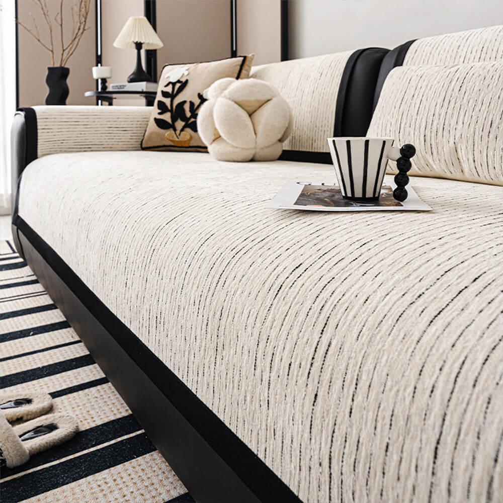 Copridivano in chenille a righe moderne francesi