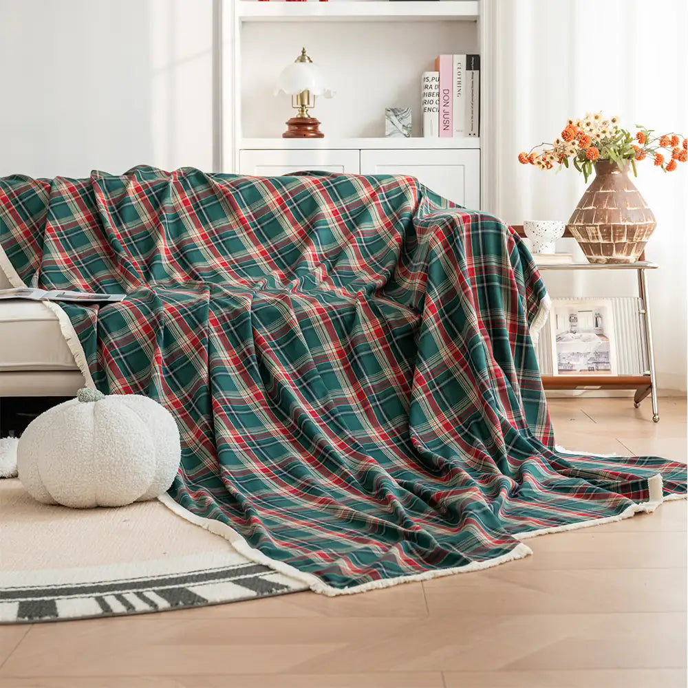 Copertura per divano decorativa a blocchi di colore a quadri festivi