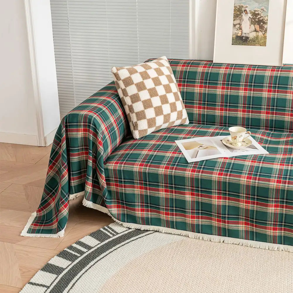 Copertura per divano decorativa a blocchi di colore a quadri festivi