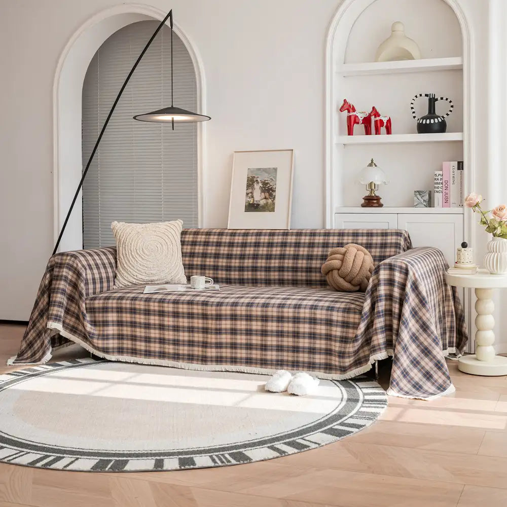 Copertura per divano decorativa a blocchi di colore a quadri festivi