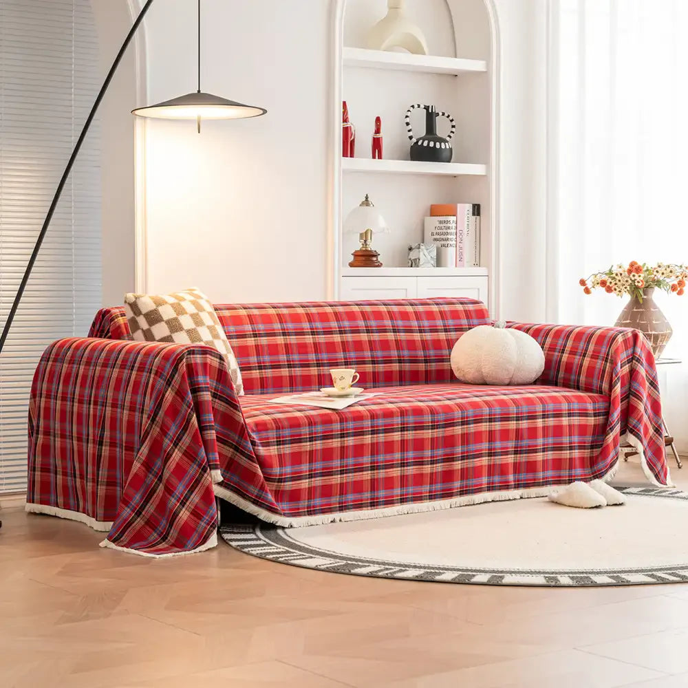 Copertura per divano decorativa a blocchi di colore a quadri festivi