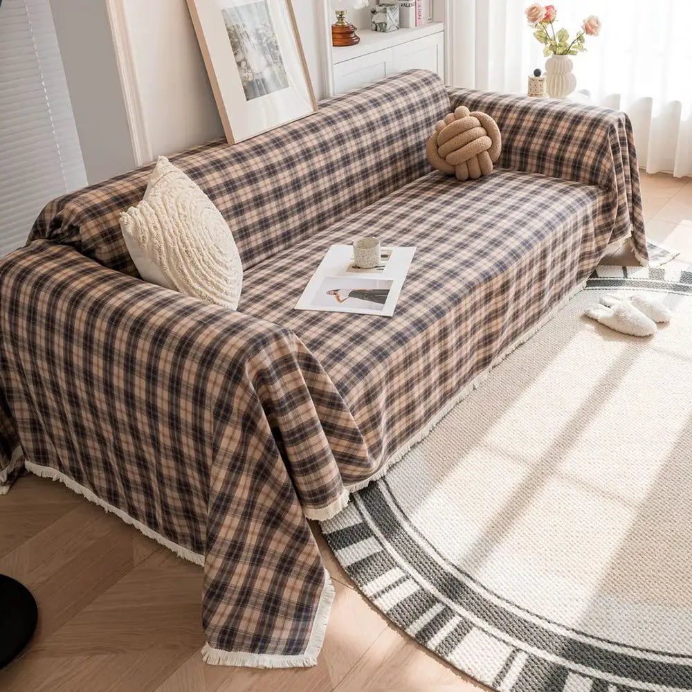 Copertura per divano decorativa a blocchi di colore a quadri festivi
