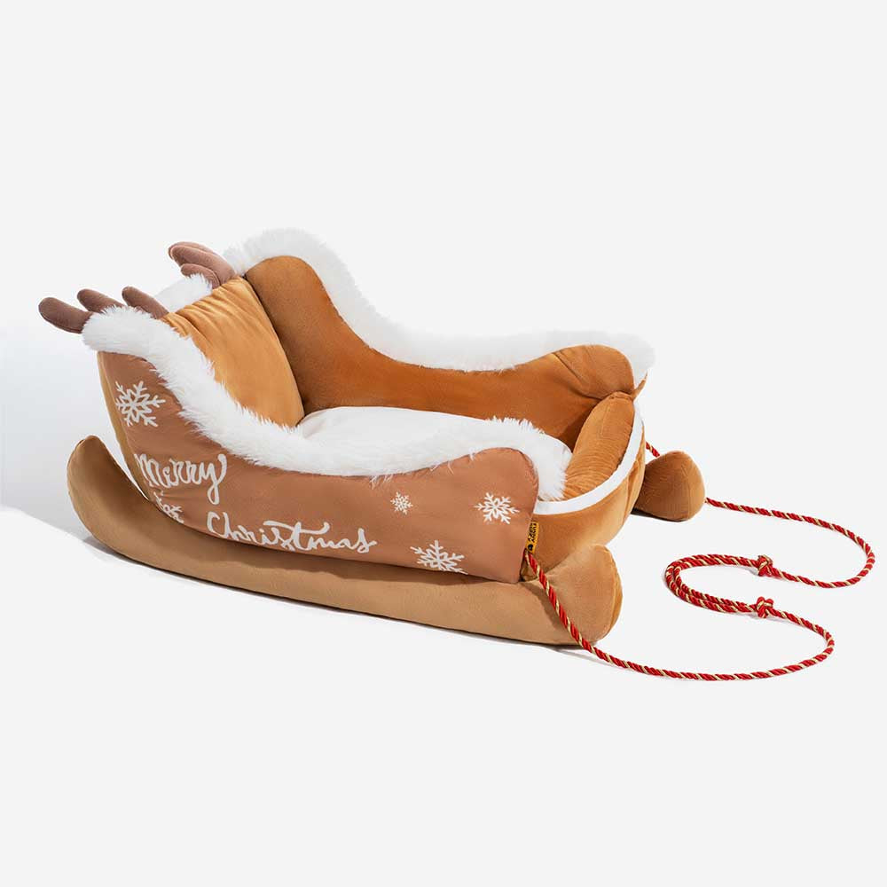 Letto per cani festivo in peluche e morbido - Slitta di Natale